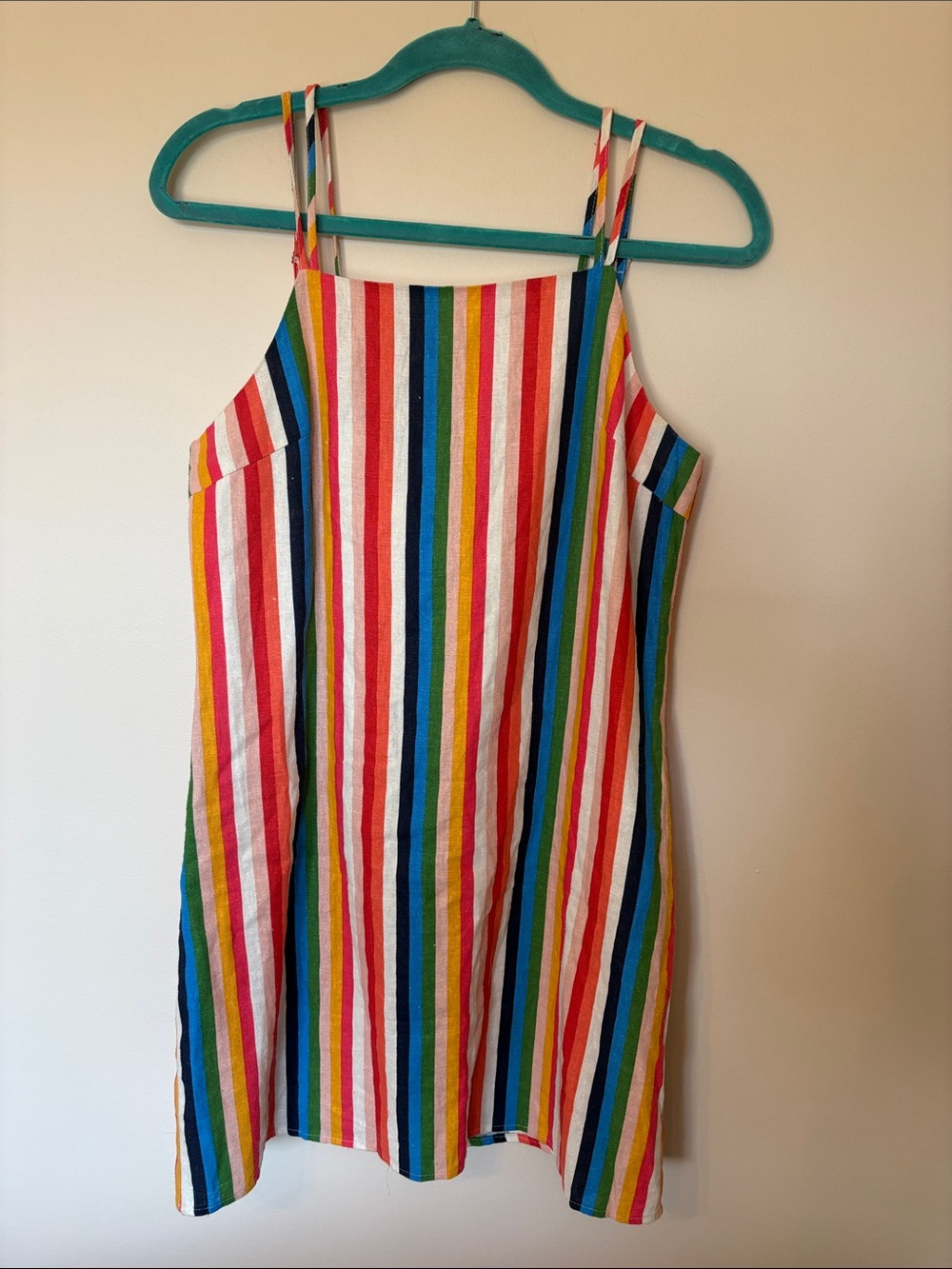 Le Lis Rainbow Stripe Spaghetti Strap Mini Dress